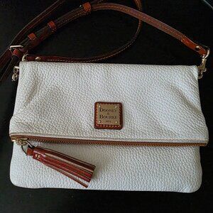 Dooney & Bourke ZR0173 White Pebble Leather Foldover Zip Crossbody